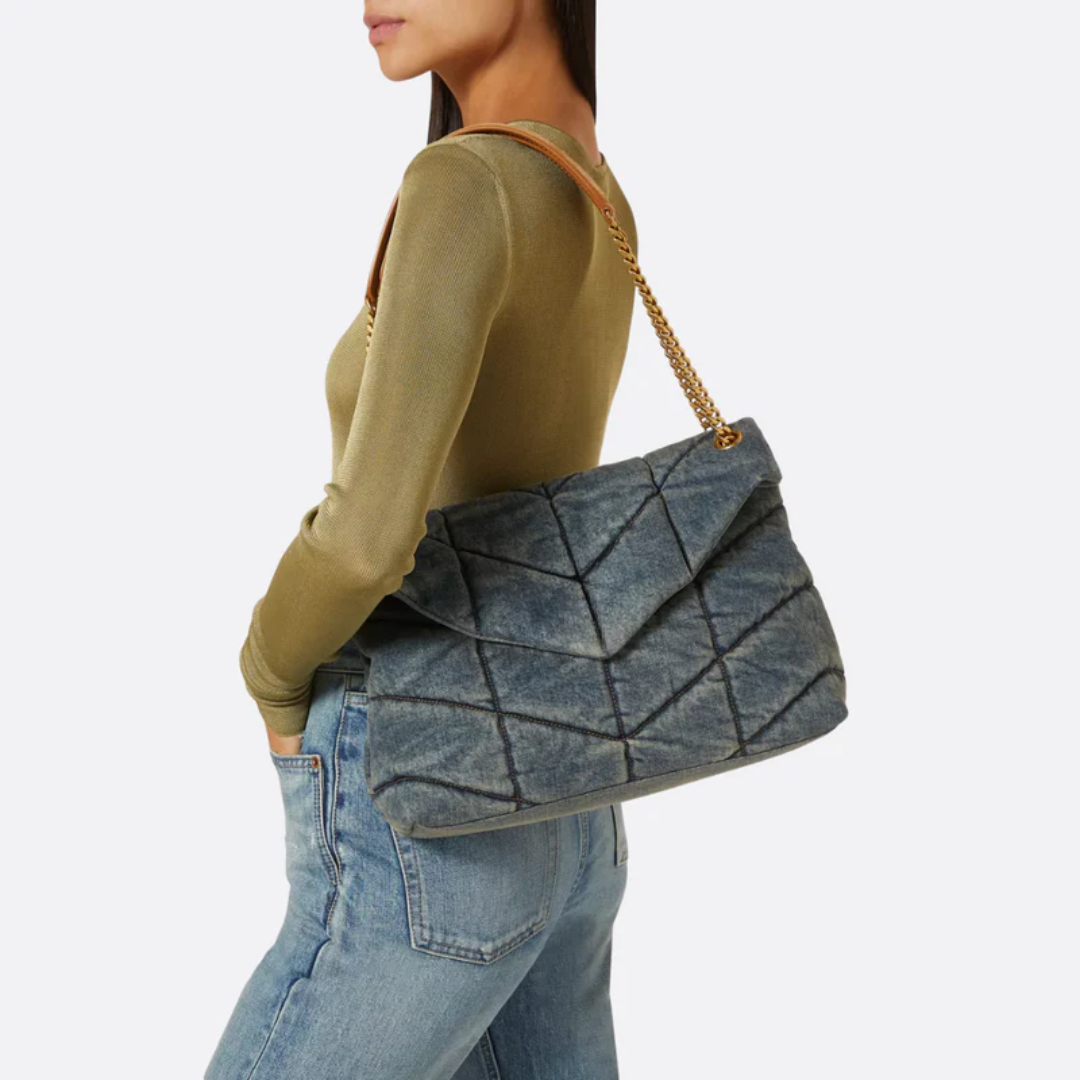 Tasche Puffer aus Gestepptem Vintage-Denim