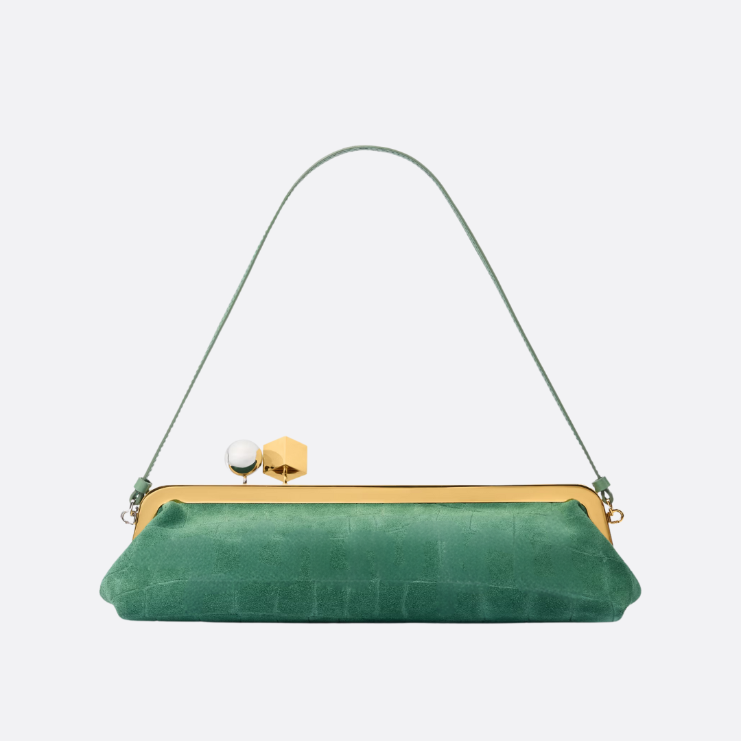 Tasche Jcq LSl Wildleder-Clutch mit Krokodileffekt