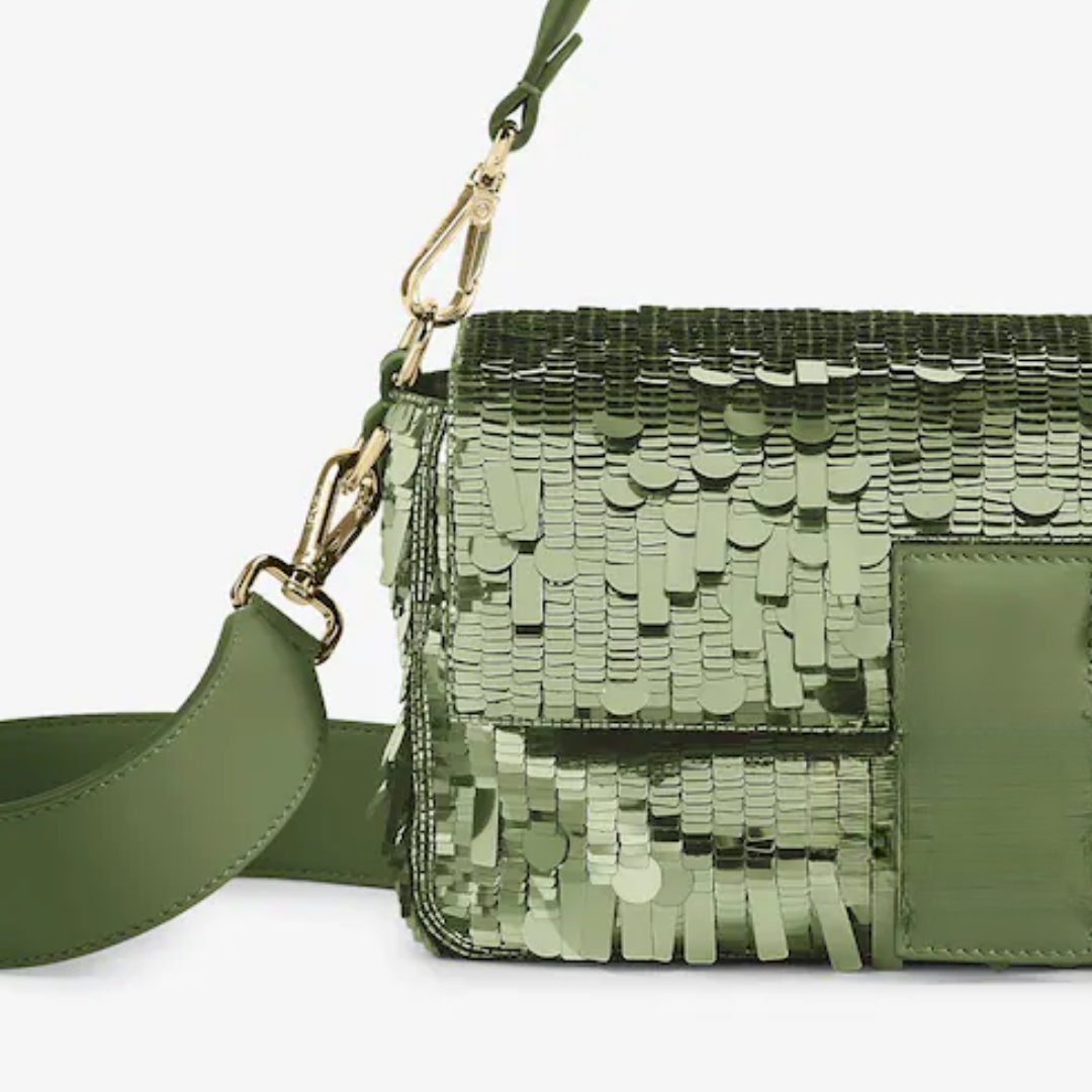 Tasche Grün Pailletten & Leder – Fnd Bgtt