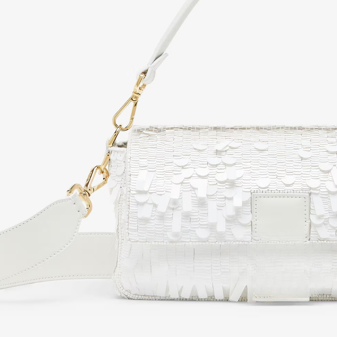 Tasche Weiß Pailletten & Leder – Fnd Bgtt