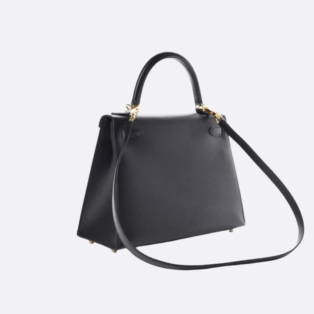 Tasche 25 Kly mit Goldbeschlägen in Schwarz