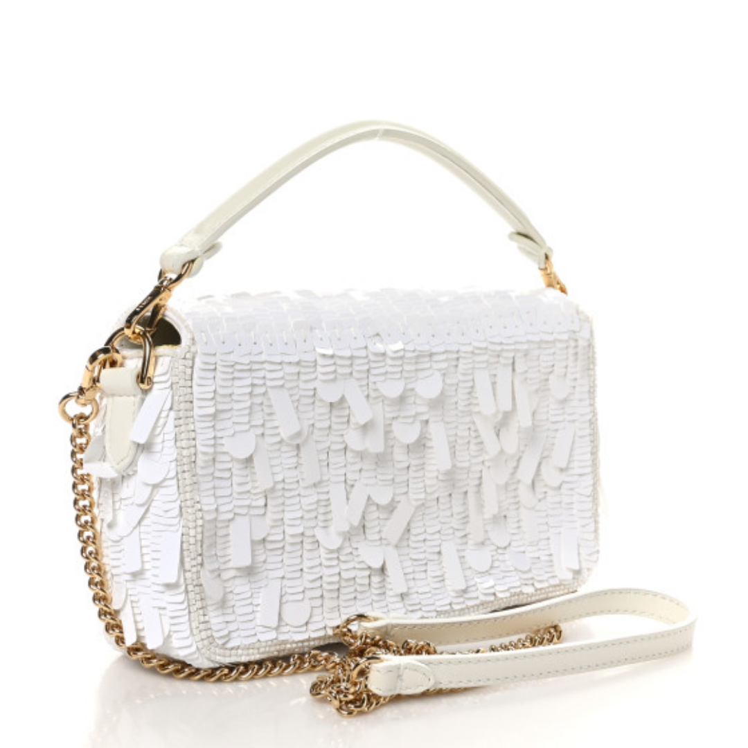 Tasche Weiß Pailletten & Leder – Fnd Bgtt