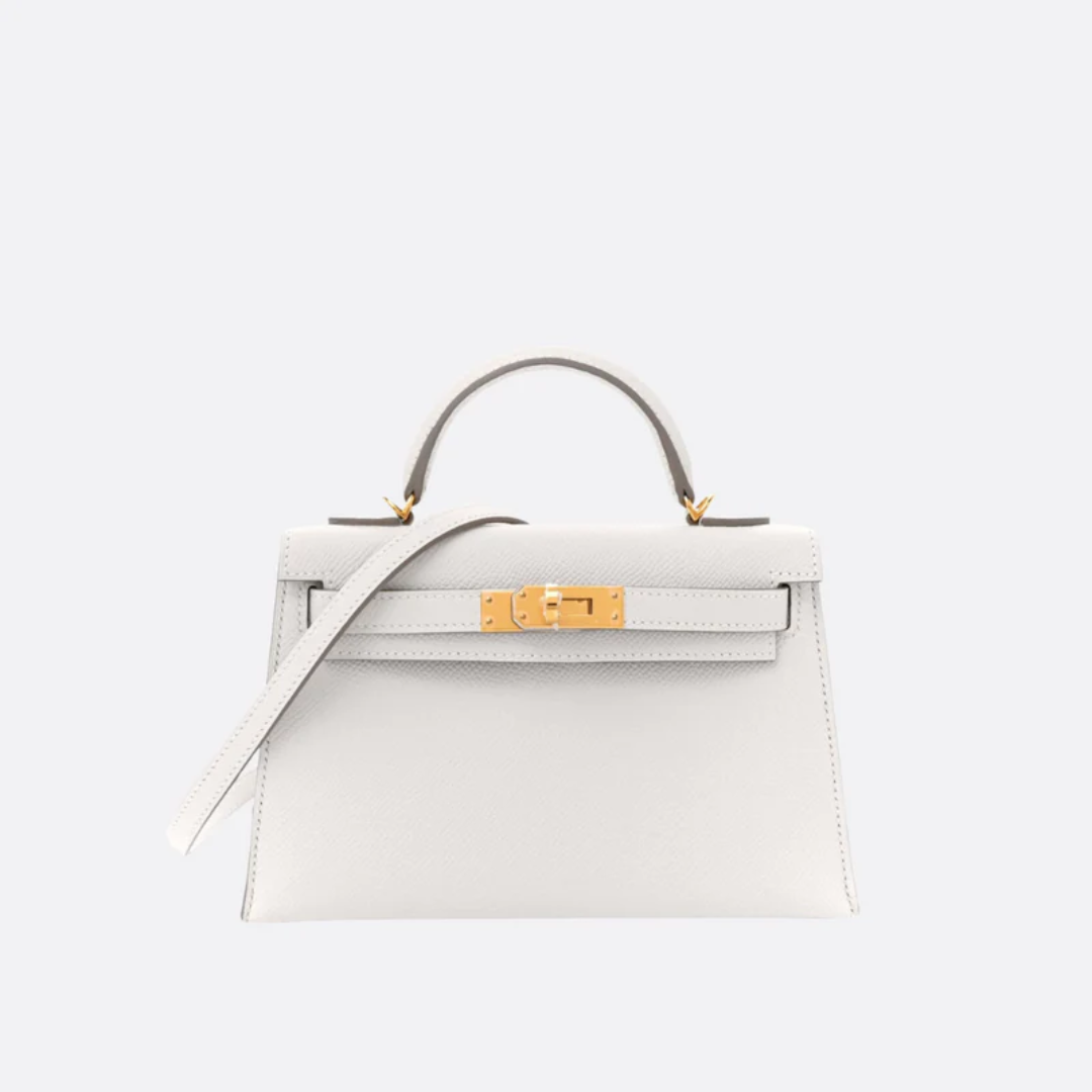 Tasche 20 Kly mit Goldbeschlägen in Cremeweiß