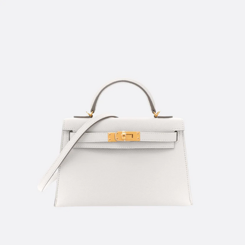 Tasche 20 Kly mit Goldbeschlägen in Cremeweiß