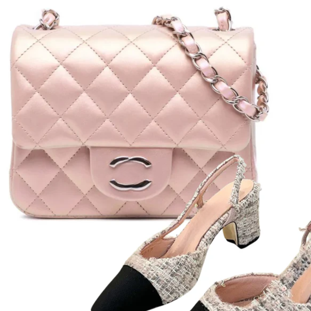 Tasche Mini Flap Rosa & Slingback Tweed – CH