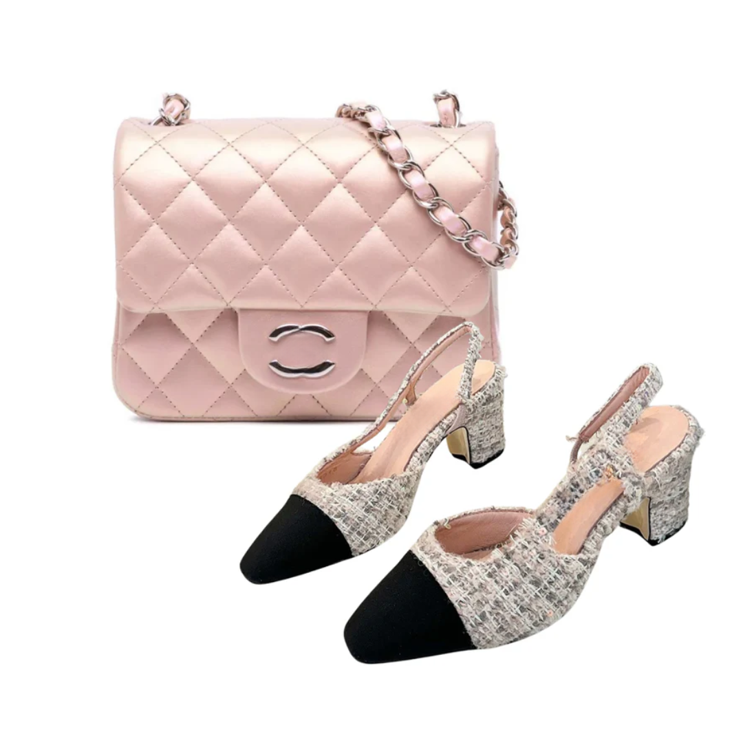 Tasche Mini Flap Rosa & Slingback Tweed – CH