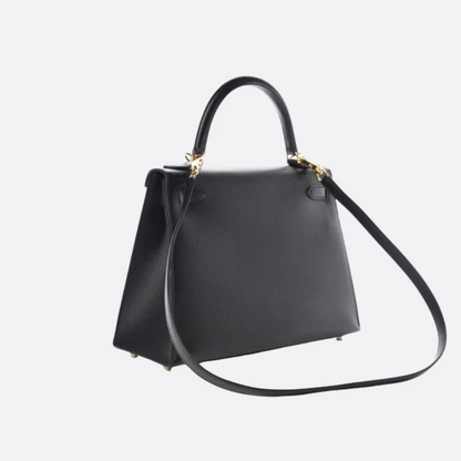 Tasche 25 Kly mit Goldbeschlägen in Schwarz