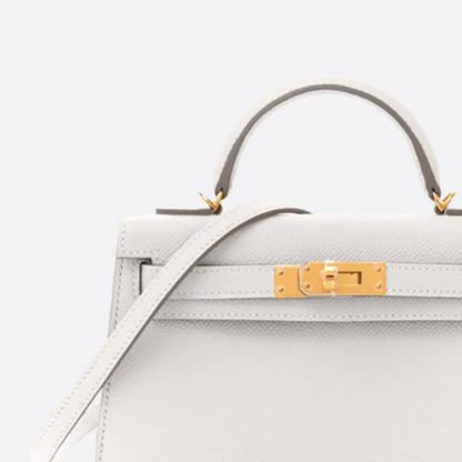 Tasche 20 Kly mit Goldbeschlägen in Cremeweiß