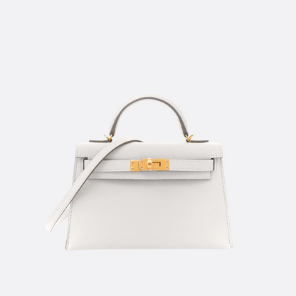 Tasche 20 Kly mit Goldbeschlägen in Cremeweiß