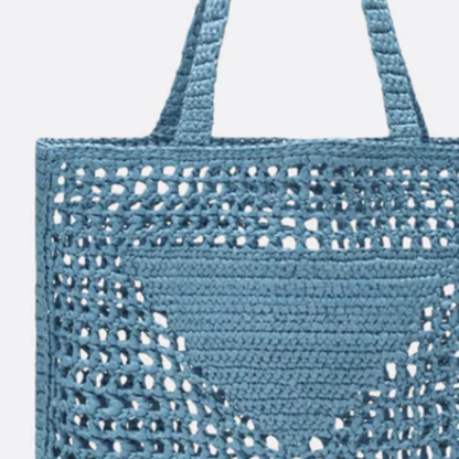 Tasche Prd Shopper aus Raffia mit Geflochtenem Logo – Blau
